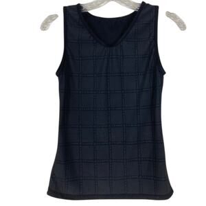 nwot HEALTH UP Tank Women ~S/M Reversible Black-Ribbed Plaid-Logo Stretchy Gym